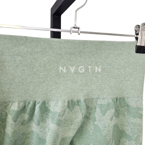 NVGTN Womens Camo Athletic Leggings, Ribbed Waistband, Green, Size XS - Picture 7 of 9